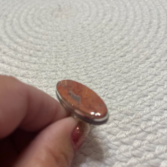 Beautiful RED RAINBOW JASPER Handmade Sterling 925 Ring Size 8.5 #703D - Picture 3 of 4